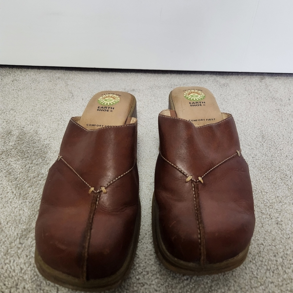 Earth Shoes Gelron 2000 Woman’s Size 10 Slip On Clogs Tan Brown Leather - Picture 5 of 10